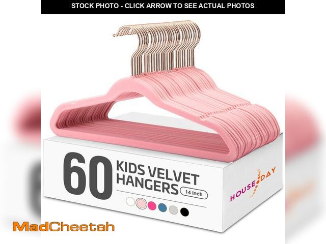 Lot 74-12603797 - HOUSE DAY Velvet Kids Hangers 60 Pack, Premium Childrens Hangers for Closet, Ultra Thin Cute Clothes...