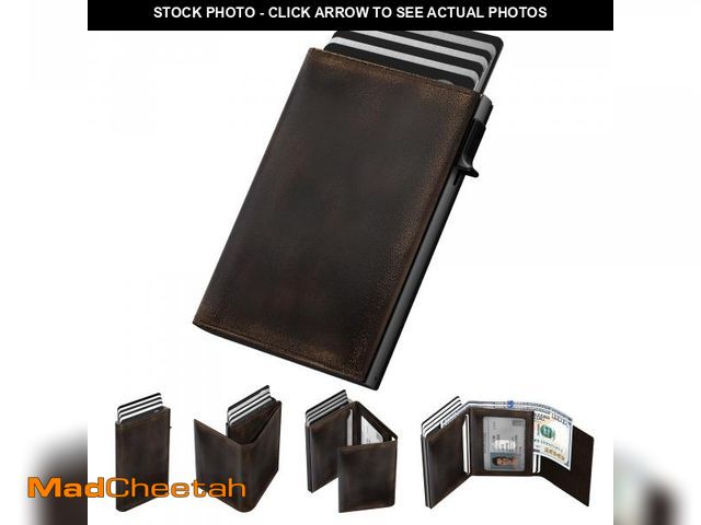 Lot 74-12122335 - typecase Mens Wallet Card Holder: Pop Up Aluminum Case, Full Grain Leather, RFID Blocking, Smart, Sl...