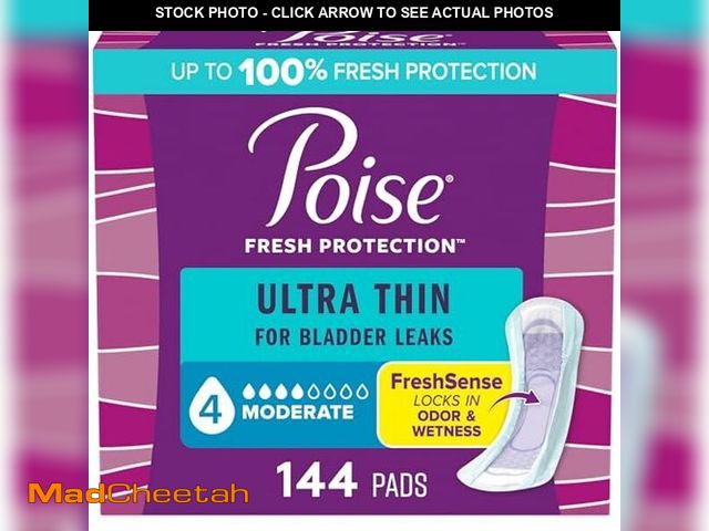 Lot 74-12716070 - Poise Ultra Thin Incontinence Pads &amp; Postpartum Pads for Bladder Leaks, 4 Drop Moderate Absorben...