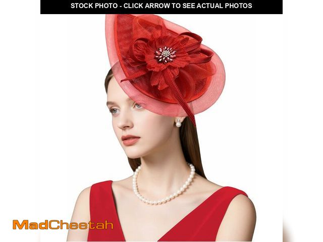 Lot 74-14250699 - dressfan Fascinator Derby Hats for Women Vintage Wedding Mesh Feather Hair Clip,20s 50s Headband Hai...