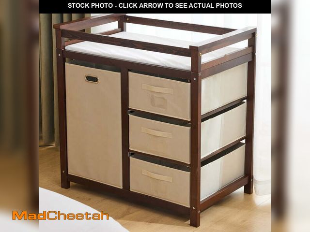 Lot 74-12779282 - (MISSING HARDWARE) Baby Changing Table,Dresser Baby Diaper Changing Station with Laundry Hamper,Infa...