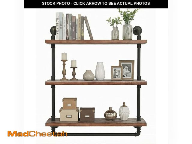 Lot 74-13926888 - BIXIRAO Industrial Wall Mounted Iron Floating Pipe Shelves/Shelving/Racks/Storage/Bookcases/Brackets...