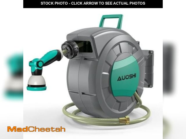 Lot 74-12156093 - AUOSHI Retractable Garden Hose Reel 1/2  100ft Automatic Hose Reel with 10 Function Sprayer Nozzle W...