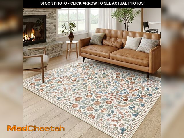 Lot 74-14062521 - Moynesa Floral 5x7 Area Rugs, Machine Washable Rugs for Bedroom, Non Slip Boho Rugs for Living Room,...