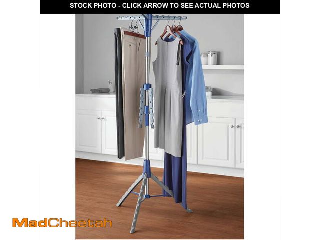 Lot 74-14370455 - Mainstays Space-Saving 2-Tier Steel Tripod Hanging Clothes Drying Rack, Blue/Silver - USED