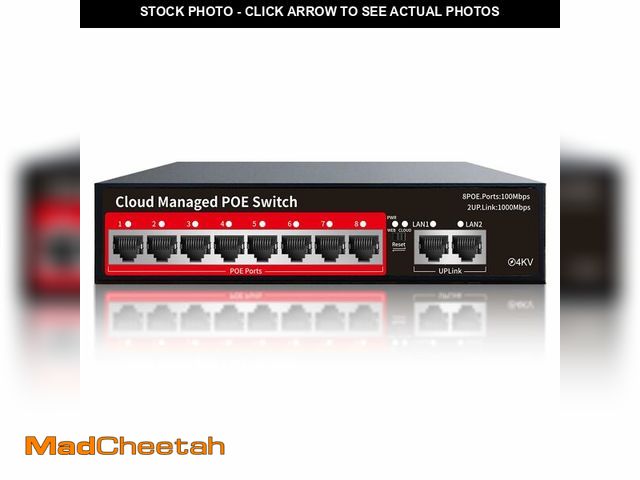 Lot 74-12978129 - STEAMEMO PoE+ Switch, 8 Port Managed PoE Ethernet Switch(8 POE Ports +2 Uplink),120W Built-in Power,...