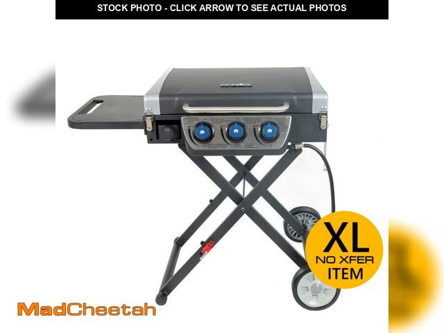 Lot 74-14345352 - Razor 3-Burner Propane Gas Griddle with Cart, Side Shelf and Lid in Black - UNUSED