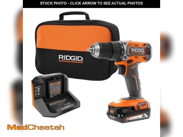 Lot 74-12794303 - RIDGID 18V Cordless 1/2 in. Drill/Driver Kit with 2.0 Ah Battery and Charger - USED