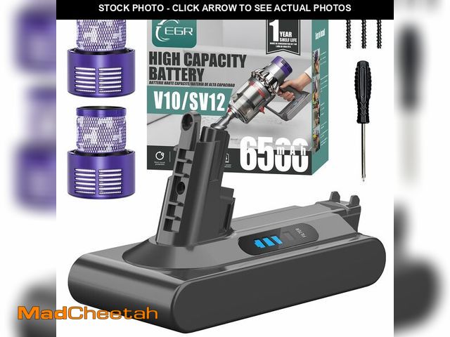 Lot 74-12435501 - EGR High Capacity 6500mAh V10 Battery Replacement Compatible with V10 Animal V10 Absolute V10 Fluffy...