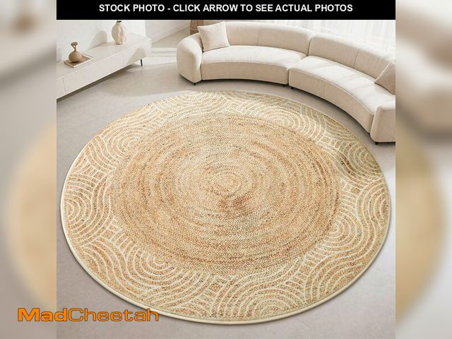 Lot 74-14207196 - Carvapet 2 ft Round Washable Rug, Imitation Jute Low Pile Circle Carpet with Non Slip Rubber Backing...