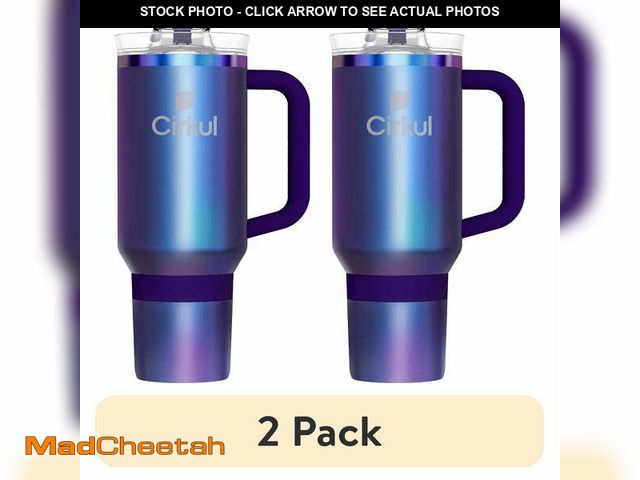 Lot 74-13764666 - (2 pack) Cirkul 40oz All-Day StrawSip Double-Wall Insulated Stainless Steel Tumbler with Handle, Cha...