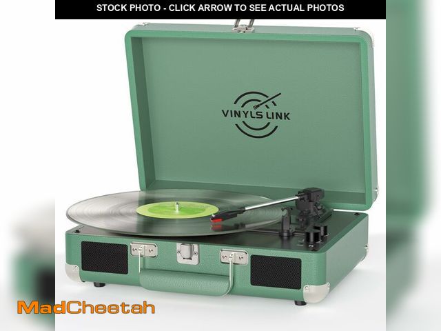 Lot 74-13721145 - Vinyl Record Player with Built-in Speakers Treble &amp; Bass  Vintage Bluetooth Turntable 3-Speed Po...