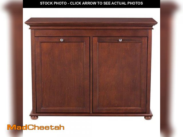 Lot 74-12365207 - Home Decorators Collection Hampton Harbor 35 in. Double Tilt-Out Hamper in Sequoia - UNUSED
