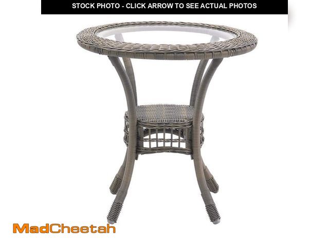 Lot 74-14306495 - Pure Garden Carolina 30 in. Dia All-Weather Wicker Bistro Dining Table with Glass Top - USED