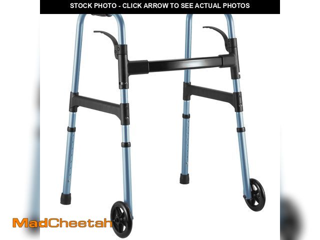 Lot 74-12766683 - MaxKare Folding Walker with Wheels, 30.5"-37.5" Adjustable Height, 300lbs Weight Capacity, Lightweig...