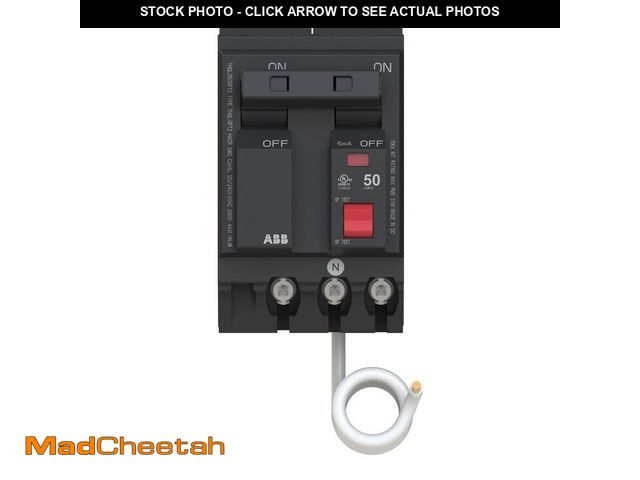 Lot 74-13799601 - ABB 50 Amp 240-Volt Double Pole Ground Fault Breaker with Self-Test (THQL2150GFT2A) - UNUSED