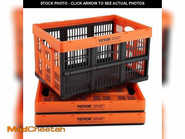 Lot 74-14596361 - VEVOR Plastic Collapsible Storage Basket 45L Folding Stackable Storage Containers/Bins with Handles ...