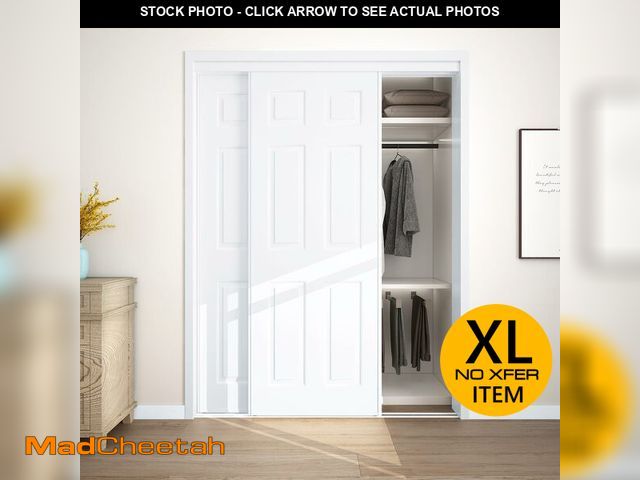 Lot 74-13117263 - JUBEST Sliding Closet Door 60"(Double 31") x80", 6-Panel Steel Frame Bypass Primed Door with Top &am...