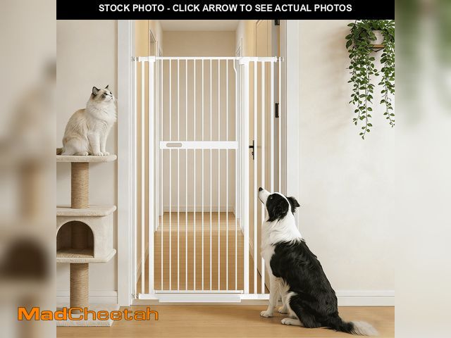 Lot 74-14585631 - Fairy Baby 61-inch Extra Tall Cat Gate, 30-38" Pressure Mounted, 1.37-inch Narrow Spacing, White All...