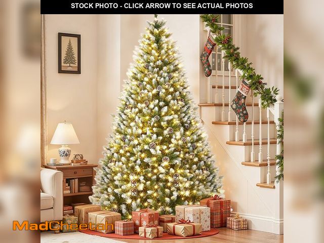 Lot 74-13331214 - 6FT Pre-Lit Artificial Christmas Tree,Christmas Pine Tree with Pine Cones,250 LEDs &amp; 748 Tips - ...