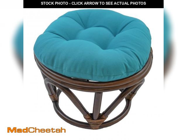 Lot 74-11547379 - Blazing Needles Solid Twill Round Footstool Cushion, 18", Aqua Blue - USED