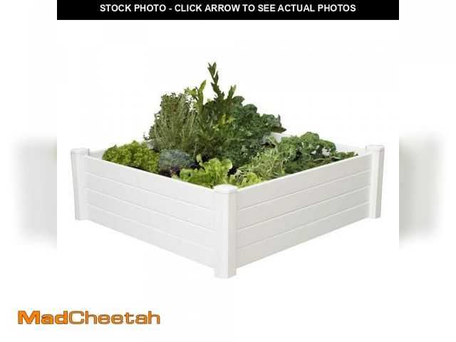 Lot 74-12494645 - Vigoro 4 ft. x 4 ft. x 15 in. White Vinyl Raised Garden Bed - UNUSED