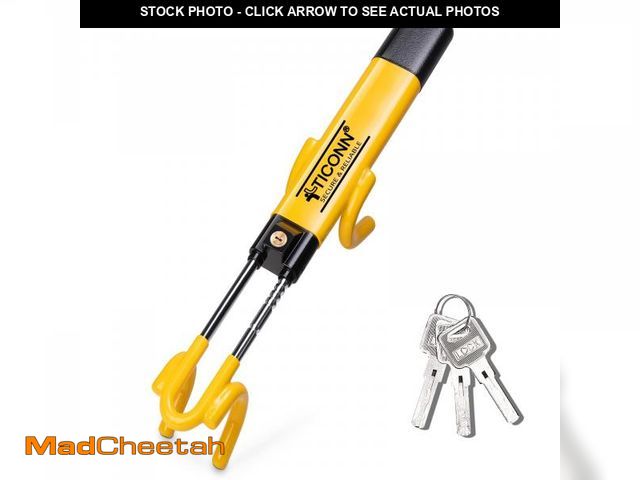 Lot 74-12052674 - TICONN Steering Wheel Lock Anti Theft Device, Universal Wheel Locks for Cars with 3 Keys and Adjusta...