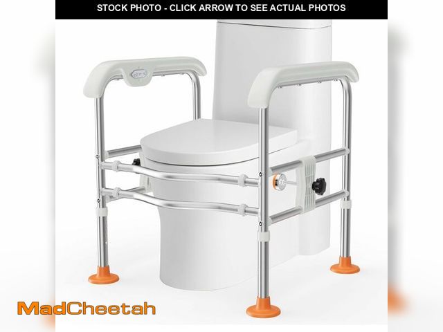 Lot 74-13698064 - Heavy Duty Toilet Safety Rails for Seniors (665lbs), Adjustable LED Toilet Safety Frame with Handles...