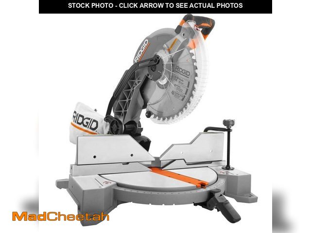 Lot 74-12797363 - (MISSING SLIDING FENCE,HANDLE) RIDGID 15 Amp Corded 12 in. Dual Bevel Miter Saw with LED Cutline Ind...