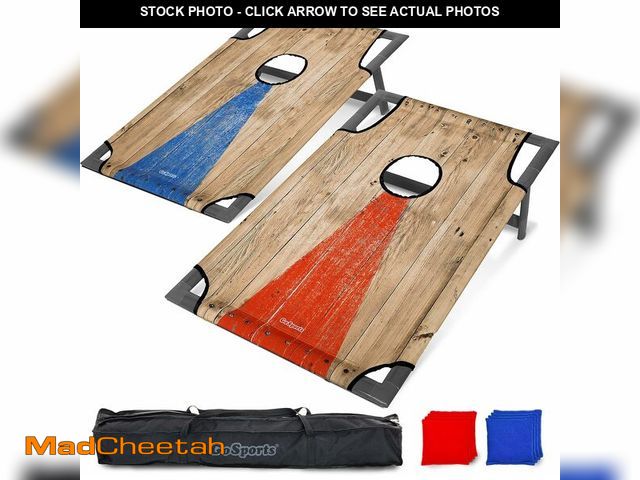 Lot 74-14305602 - GoSports Portable PVC Framed Cornhole Toss Game Set with 8 Bean Bags and Travel Carrying Case - Choo...