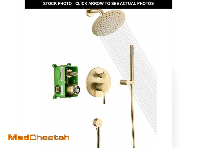 Lot 74-12459560 - sumerain Brushed Gold Shower Faucet System with high pressure 8 Inches rain shower head and brass ha...