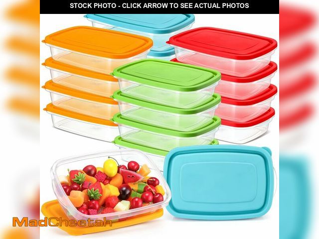 Lot 74-14271558 - Qinyoung 18 Pcs 33 Oz/ 4 Cups Plastic Food Storage Containers with Lids Portion Box Sets with Cover ...