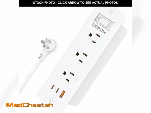 Lot 74-12606956 - Recessed Power Strip Flush Mount Furniture Outlet with 6 Outlets 5 USB Ports (3 USB C), 5 ft Flat Pl...