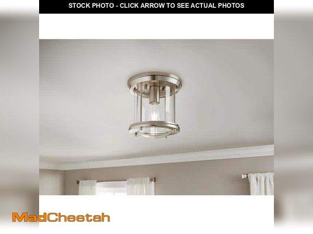 Lot 74-12684965 - Hampton Bay Melrose Park 8 in. 1-Light Brushed Nickel Flush Mount - UNUSED