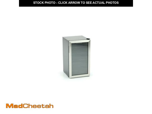 Lot 74-14587881 - Simzlife 130 Can Beverage Refrigerator with Glass Door for Home, 17.3 in D, 31.3 in H, Silver - USED