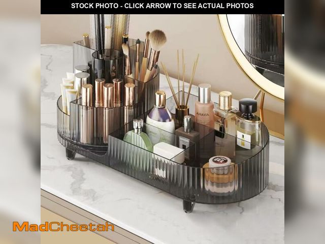 Lot 74-14359596 - Booklov Rotating Makeup Organizer for Vanity and Bathroom Countertop, Smoke - USED