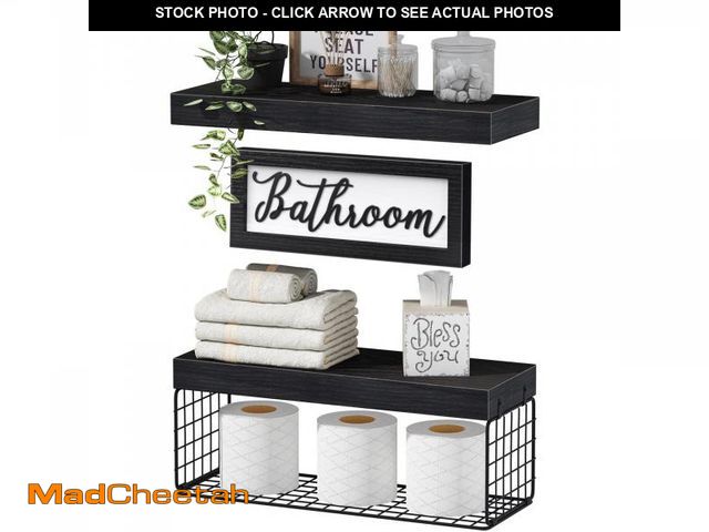 Lot 74-12311981 - QEEIG Ã¢â¬Å½Bathroom Shelves Over Toilet - Paper Storage Wall Mounted Farmhouse Decor Decorations A...
