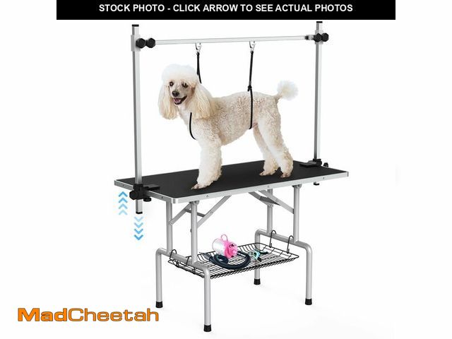 Lot 74-13787973 - Lyromix 42''Large Dog Grooming Table, Adjustable Cat Drying Desktop with Arms, Nooses, Mesh Tray, Fo...