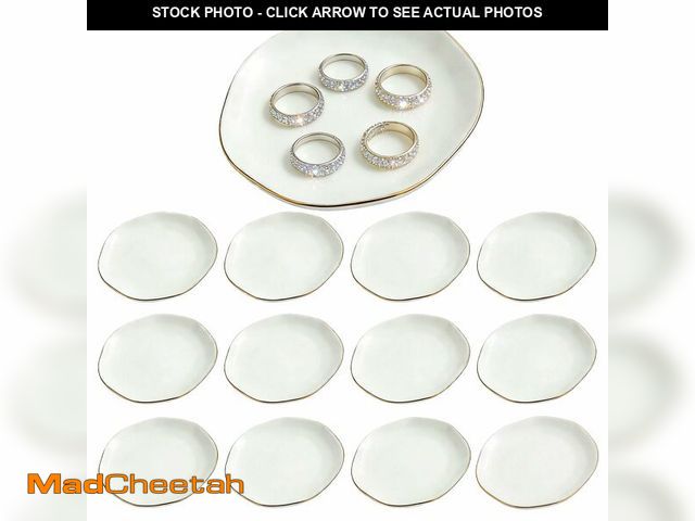 Lot 74-13572873 - OHiZVZV 12 Pcs Ceramic Jewelry Tray, 4.5 in Ring Dish Trinket Tray Key Bowl Decorative Dish Soy Tray...