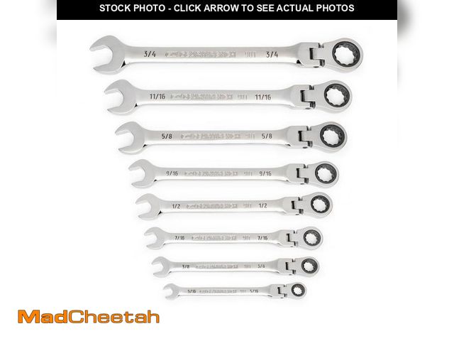 Lot 74-12592049 - *MIXED SET* GEARWRENCH SAE Flex-Head 90-Tooth Combination Ratcheting Wrench Set (8-Piece) *MIXED SET...