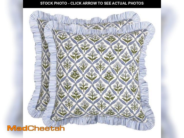 Lot 74-12220210 - Ridhi Modern Farmhouse Pillow Covers Decorative Cotton Throw Pillow Covers Set of 2 Light Steel Blue...