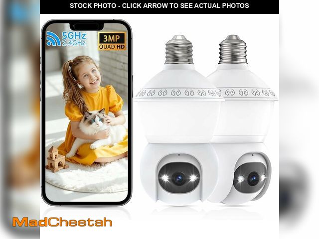 Lot 74-14213293 - Seeborder Smart Light Bulb Security Camera,5G&amp;2.4G Security Cameras Wireless Outdoor,2K Light Bu...
