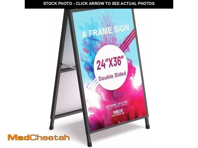 Lot 74-13836234 - Relx 24x36 Inch A Frame Sign, Double-Sided Metal Sandwich Board, Heavy Duty Slide-in Sidewalk Signs ...