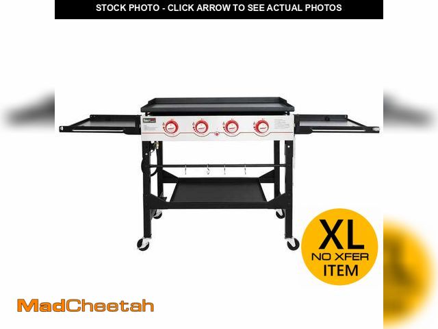 Lot 74-13284289 - Royal Gourmet 36 in. 4-Burner Propane BBQ Grill in Black Flat Top Gas Griddle with Top Cover Lid, fo...