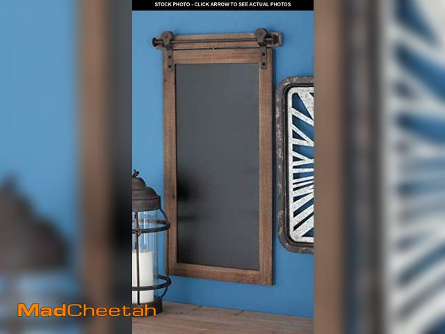 Lot 74-12137604 - Deco 79 Wood Sign Home Wall Decor Chalkboard Wall Sculpture with Barn Door Inspired Top, Wall Art 16...