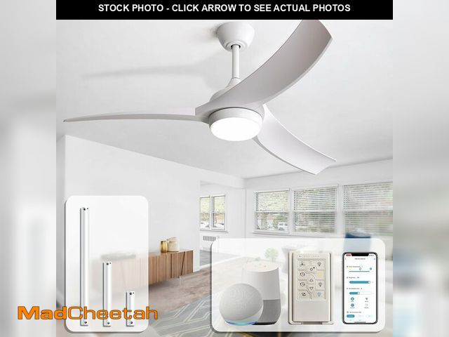 Lot 74-13698368 - Sofucor 52 Inch Smart Ceiling Fan, Work with App/Alexa/Google, Outdoor White Ceiling Fan with Lights...