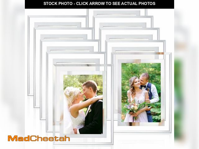 Lot 74-13997943 - WRINGKIT 4 x 6 Glass Picture Frame Set of 10, Silver Mirror Photo Frames, Thin Border Desk Picture F...