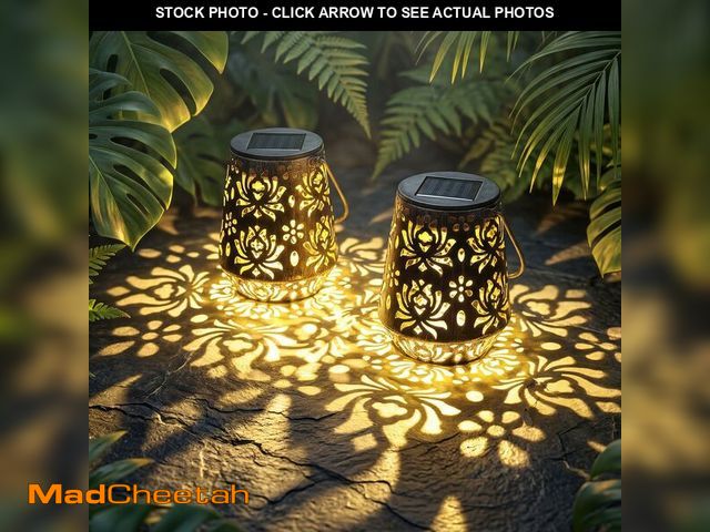 Lot 74-14266642 - Edenseelake 2 Pack Solar Hanging Lanterns Outdoor Waterproof, Metal Flower Solar Lights, Decorative ...