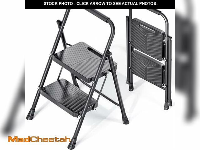 Lot 74-12544182 - KINGRACK 2 Step Ladder, Folding Step Stool with Safe-Lock Design, 500 lbs Sturdy Steel Ladder with W...