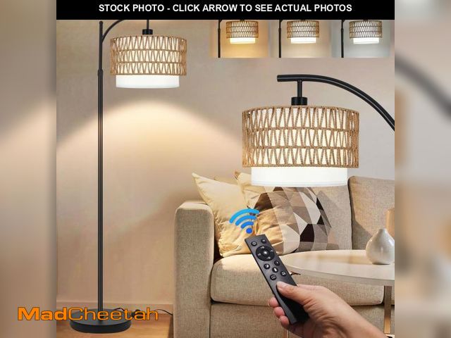 Lot 74-12315737 - ZECOXOL Arc Floor Lamp for Living Room Boho Floor Lamps with Remote Control &amp; with 3 Color Tempe...